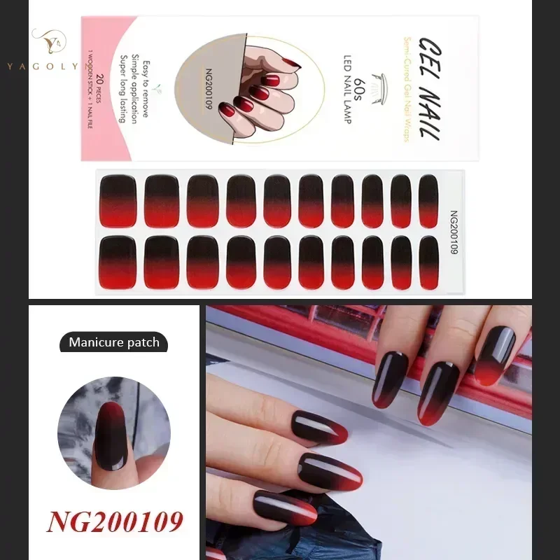 16/20/22Tips French Gel Nail Strips Patch Sliders Adhesive Waterproof Long Lasting Full Cover Gel Nail Stcikers UV Lamp Need nail stickers