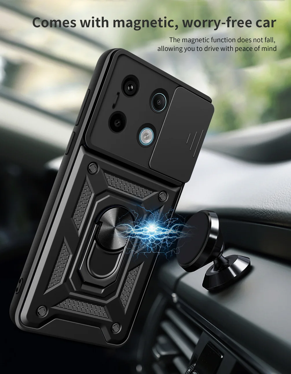 JIAFEI Cover Per Xiaomi Redmi Note 12 Pro+ Plus 5G, Traslucida Con Anello Magnetico Girevole 360° E Supporto, Rosso