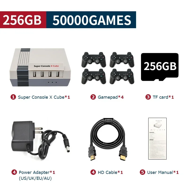 B-M Super Console X Cube S905 Retro Video Game Consoles Support Multi-player TV Gaming Box Up To 256GB 50000 Classic Games