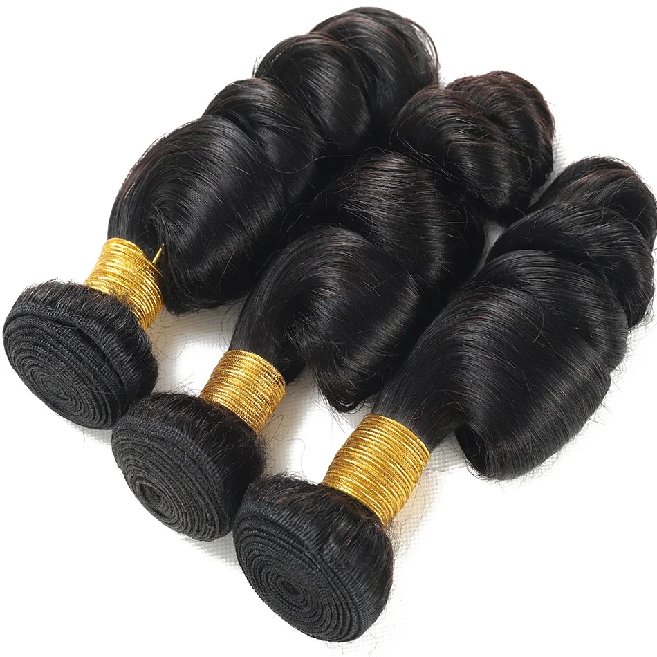 12A Raw Indian Loose Wave Hair Bundles Virgin Human Hair 1/3/4 /PCS Natural Black Extensions For Black Women