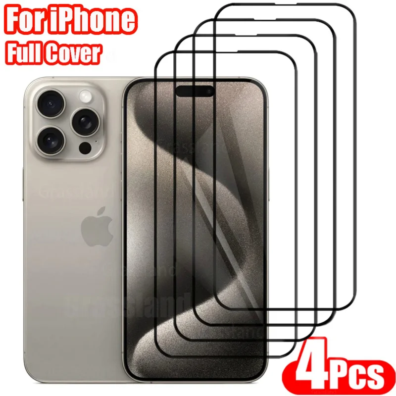 

4Pcs for Iphone 15 14 13 12 11 Pro Max Explosion-Proof Tempered Glass Iphone X Xr Xs Max Protective