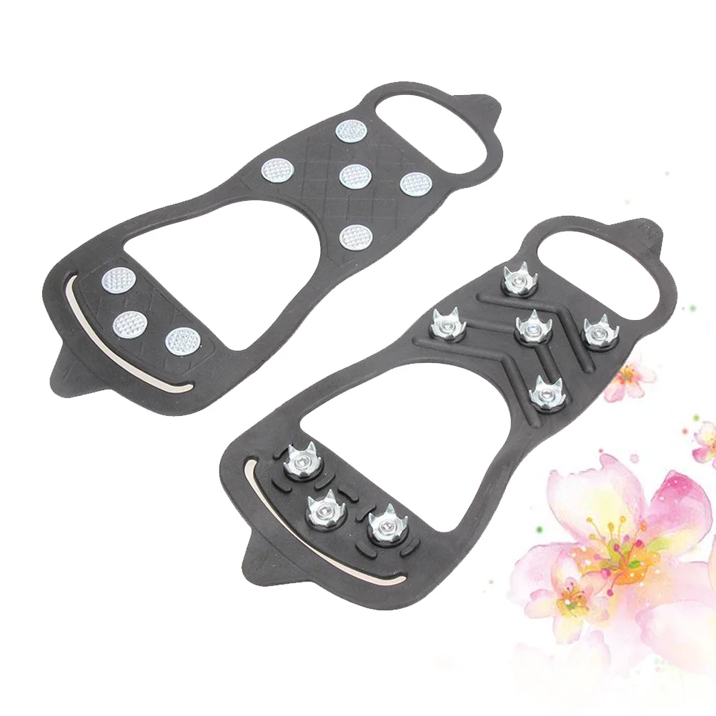 

1 Pair Grips Traction Cleats Grippers 8- Stud Non- Over Shoe Boot Spikes Crampons Stretchy Shoes Covers for Hiking Snow