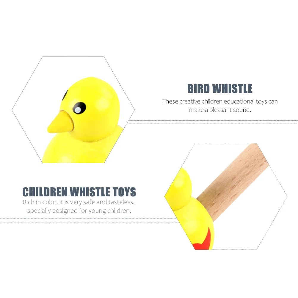 Wooden Bird Whistle For Kids - 2 Pack Colorful Cartoon Wind Instrument Toys (Random Colors)