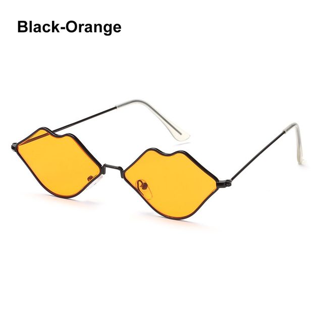 Sexy Hot Lips Shape Sunglasses Retro Small Frame Metal Sunglasses Fashion Ocean Lens Sunglasses for Men and Women