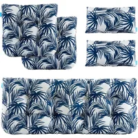 Outdoor Loveseat Cushions,5 Piece Wicker Chair Cushions Set,Tufted Cushons for Wicker Bench Patio Furniture,Floral 2