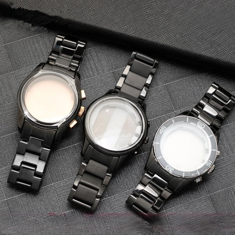 

Ceramics Replace Watchbands for Armani Ar1400/1410/1421/1440/1451/1452 Double Press Buckle with Tool Black Watch Strap