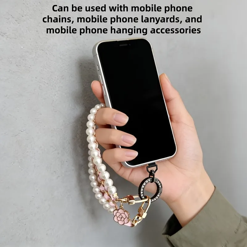 360° Rotatable Stainless Steel Phone Lanyard Clip with Shiny Spring Ring