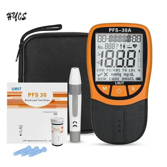 URIT PFS30A Lipid Analyzer Meter 5 In1 TC/HDL/TG/LDL Blood Lipid Analyzer Monitoring Total Cholesterol Triglycerid Automatic