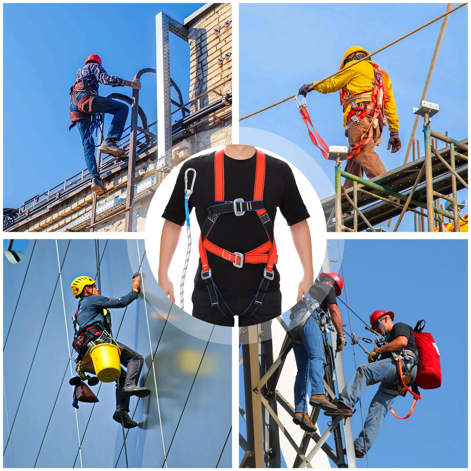 Safety Roofing Harness with Hook Chest Waist Crotch Adjustment Safety Belt for Air-conditioning Installation safety harnesses