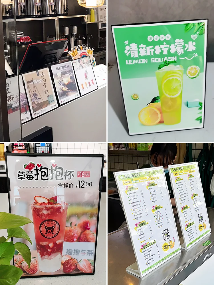 A5 acrylic table top sign holder stand photo frames tabletop standing menu holders plastic picture poster art display frame