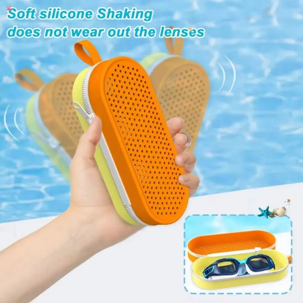 1Pc Silicone Large Capacity Dual-Sided Zipper Swimming Goggles Storage Box Breathable Portable Sun Glasses Protection Box zipper eyewear box swimming goggles box
