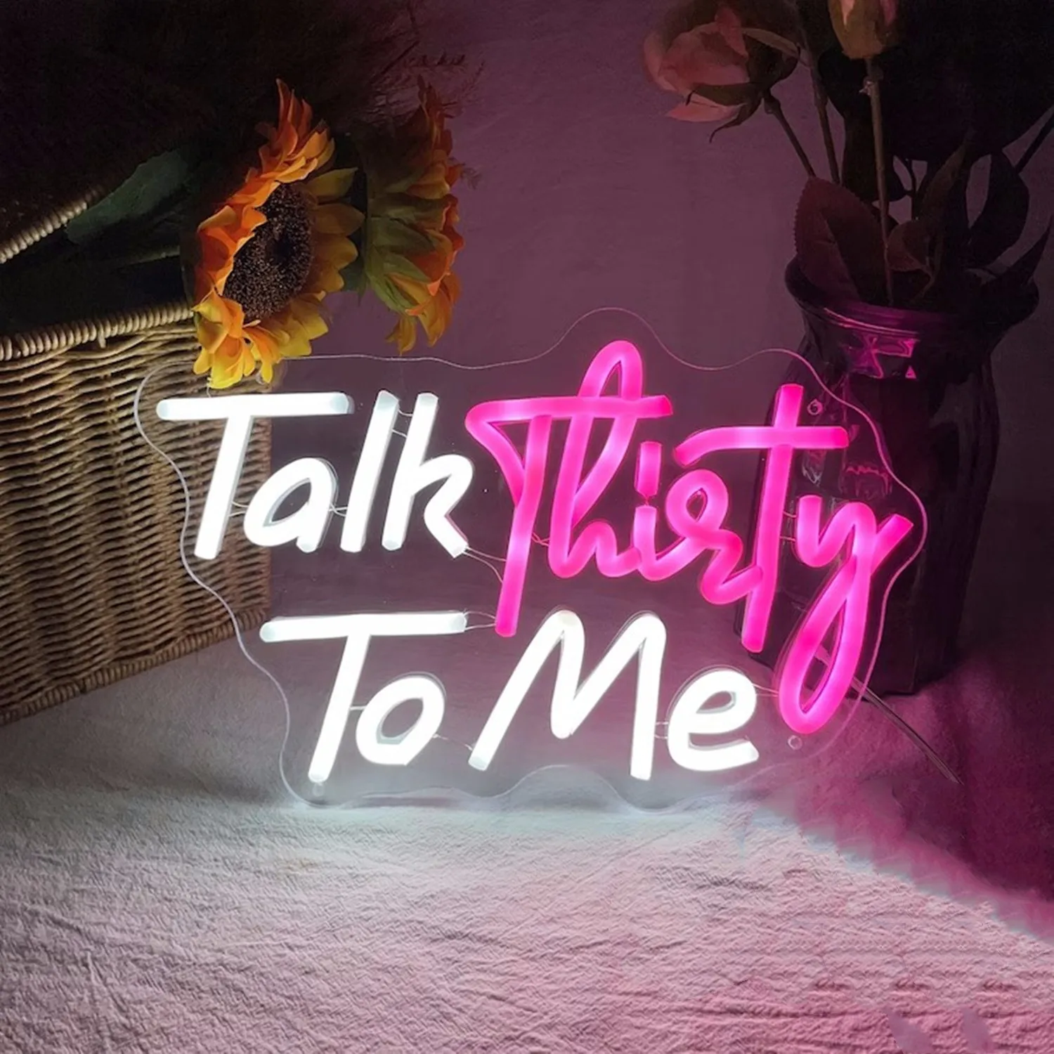 

Talk Thirty To Me Neon Sign 30th Birthday Neon Light Party Words Wall Decor Led Lamp For Bedroom Home Club Bar Pub Birthday Gift