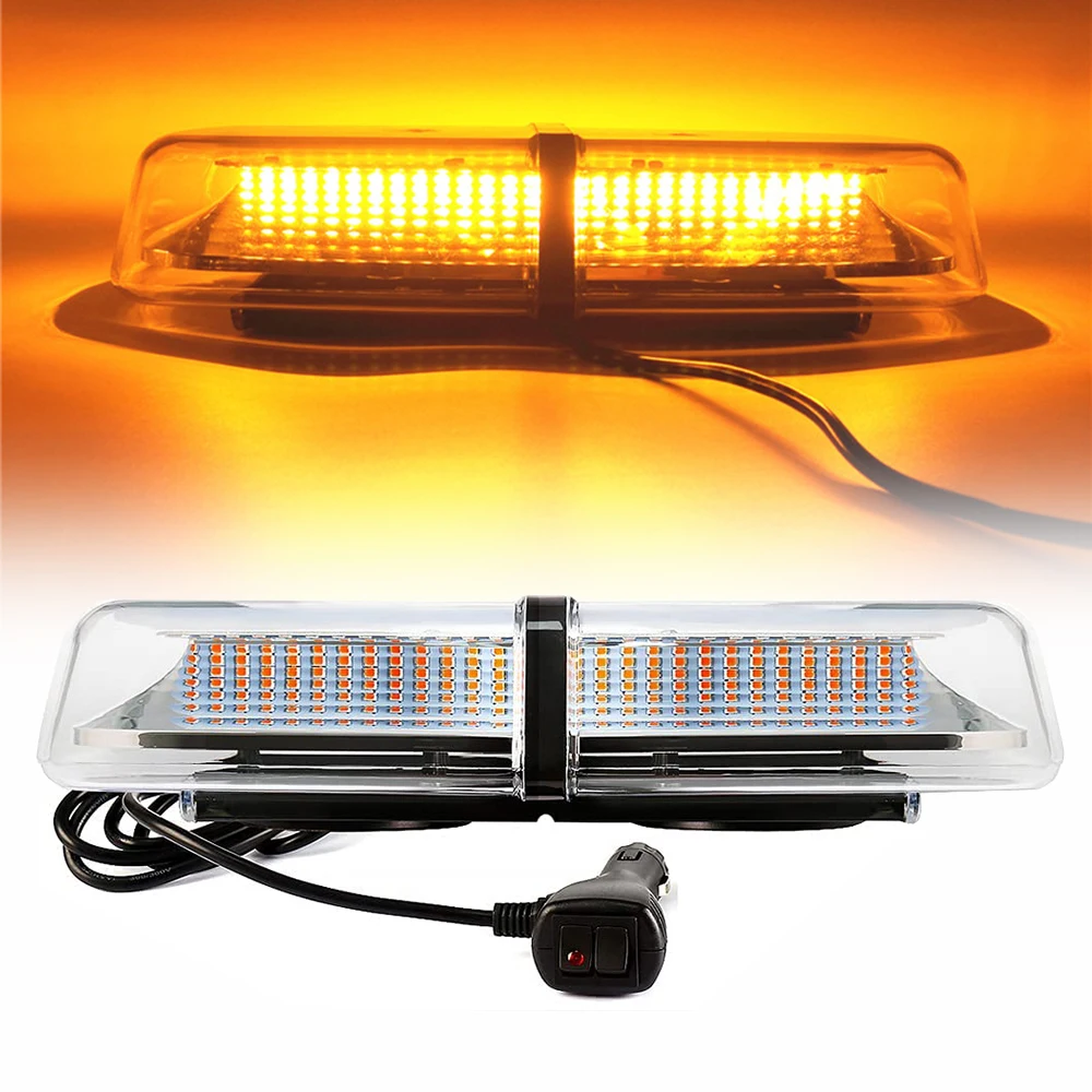 72 LED Amber Car Roof Strobe light Police Emergency Beacon lights Vehicle Flashing warning Lamp with Magnetic Mounted 12/24V