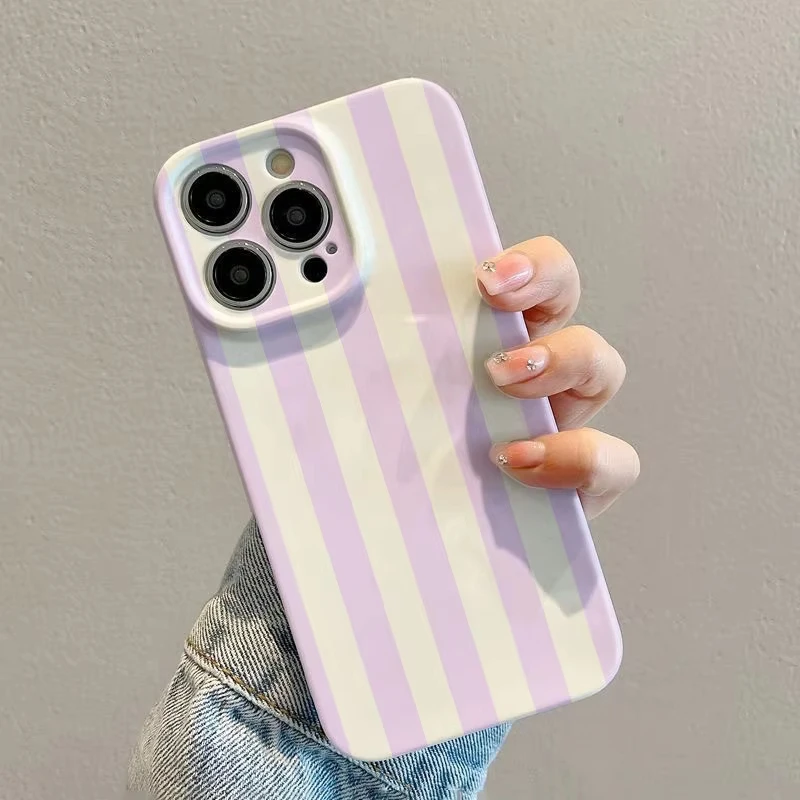 LALA Pastel Purple Stripe Glossy Film Phone Case