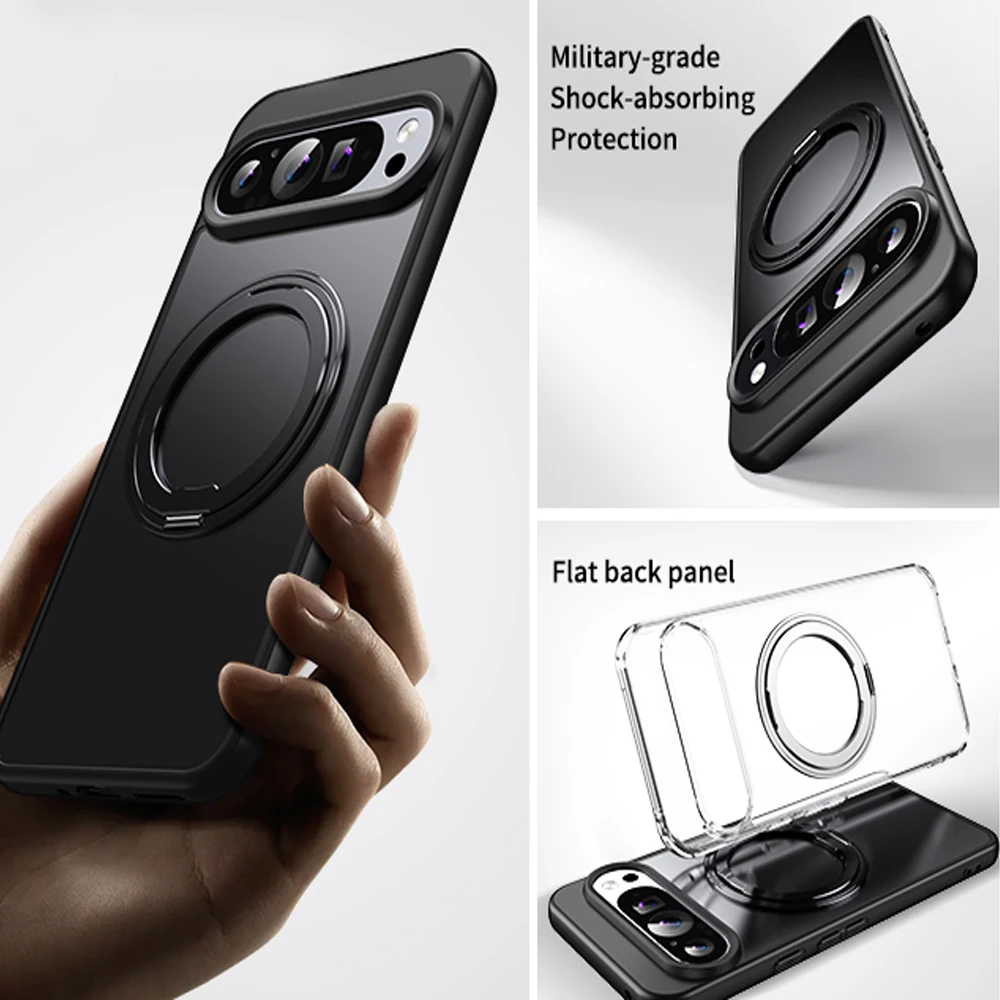 Magnetic Stand Holder Phone Case with 360° Ring Bracket - Shockproof Armor Hard Cover for MagSafe Compatibility