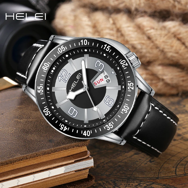 HELEI2024 new business light luxury hot models helmsman series  quartz men's quartz watch men's waterproof wristwa
