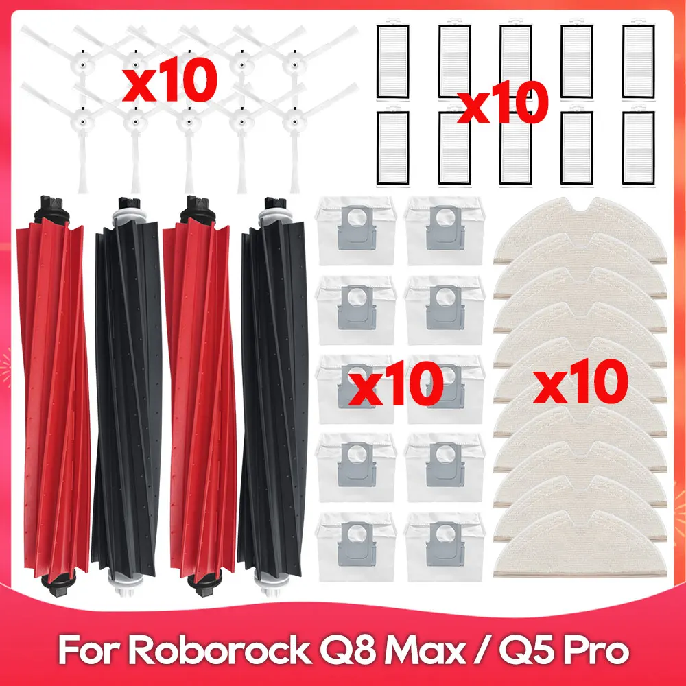 Fit For Roborock Q8 Max / Q8 Max Plus / Q5 Pro Plus Roller Side Brush Filter Mop Dust Bag Robot Vacuums Accessories Spare Part