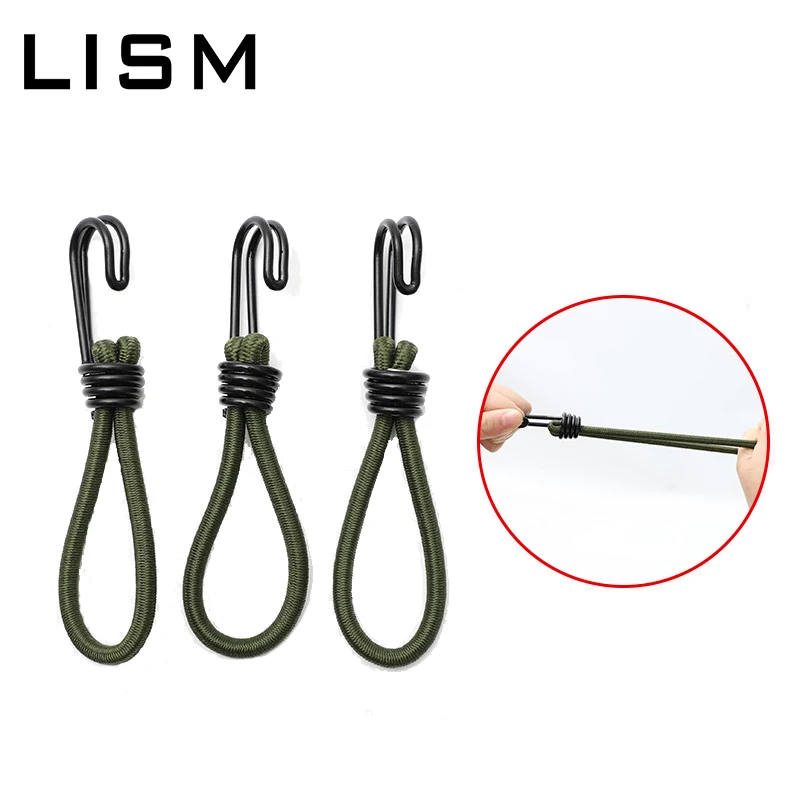 

3pcs/Pack 15cm Tent Elastic Rope Cord with Hook Outdoor Camping Tent Awning Fixed Stretch Rope Wire Hooks Ground Nail Strap