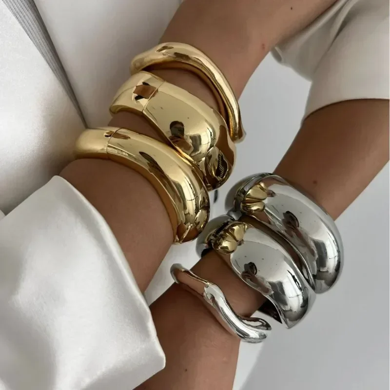 Wide Cuff Bangles Punk Geometric Metal Large Bangles for Women Men Exaggerated Luxury Jewelry bangle bracelet