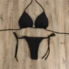 2Pcs Summer Women Bikini Set Side Tie Sexy Swimsuit Bandage Style Brazilian Swimwear Solid Color Swimming Bathing Suit 3