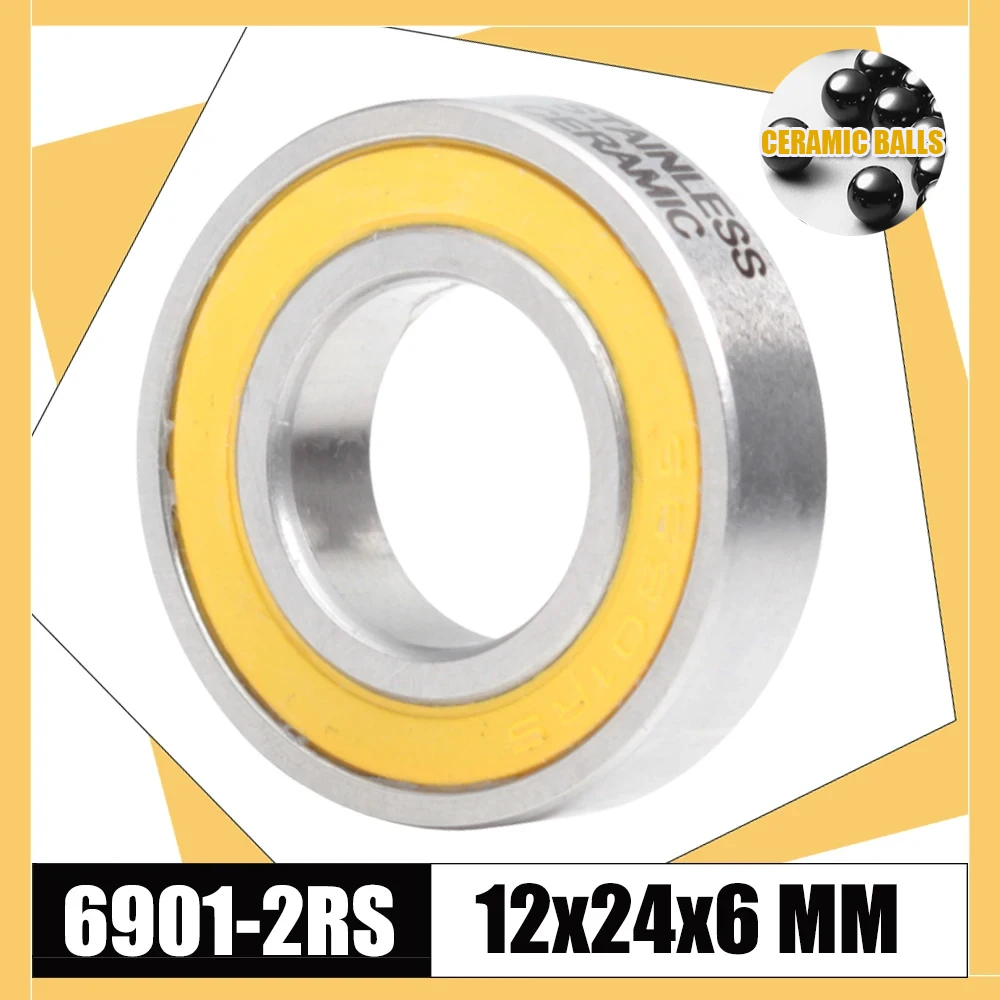 6901-2RS Edelstahllager 12*24*6 mm (1 Stück) ABEC-3 6901 RS Fahrradnabe Vorne Hinten Naben Rad 12 24 6 Keramikkugellager
