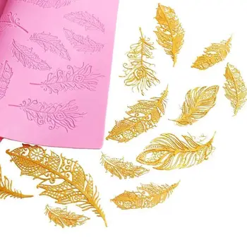 New Vintage Lace Feather Silicone Mold Cake Dessert Chocolate Candy Table Decoration Mold Color Random Cake Decoration