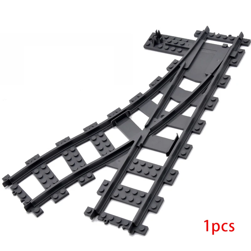 MOC Stadt Zug Schiene Kreuzung Flexible Gleise Gabelte Gerade Gebogene Schienen Schalter Baustein Ziegel Kreative DIY Spielzeug – Detail 8