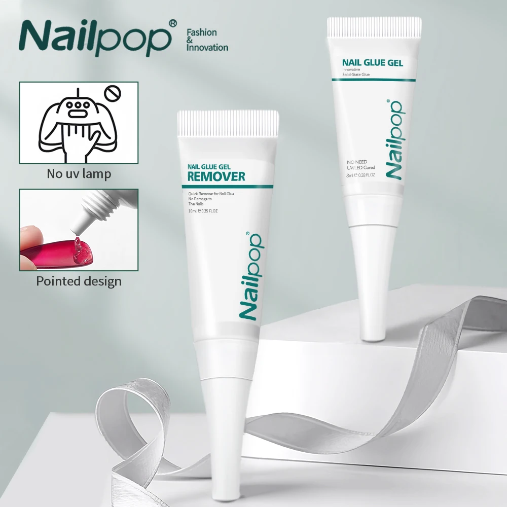 Nail Glue Nailpop 10s Quickly Dry for Press On Nails 10ml Remover Upgraded Super Strong No Need UV Lamp Adhesion Gel