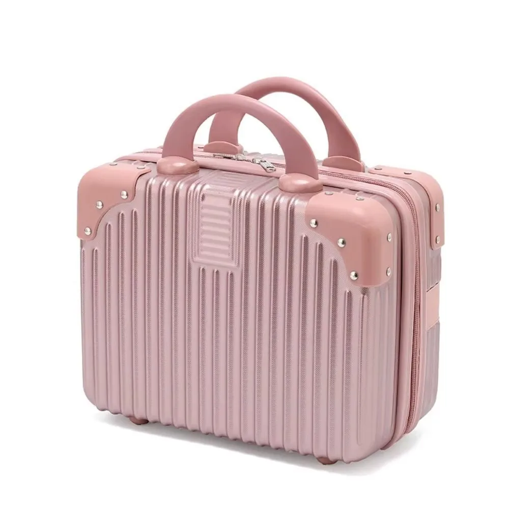 Retro Makeup Travel Case Square Mini Handheld Suitcase With Strap_voghion.com