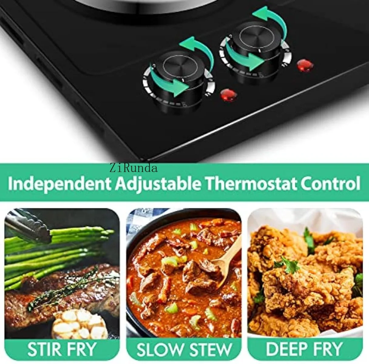 Hot plate, 1800W electric burner dual hot plate, used for cooking countertop burner, with temperature control, portable 5