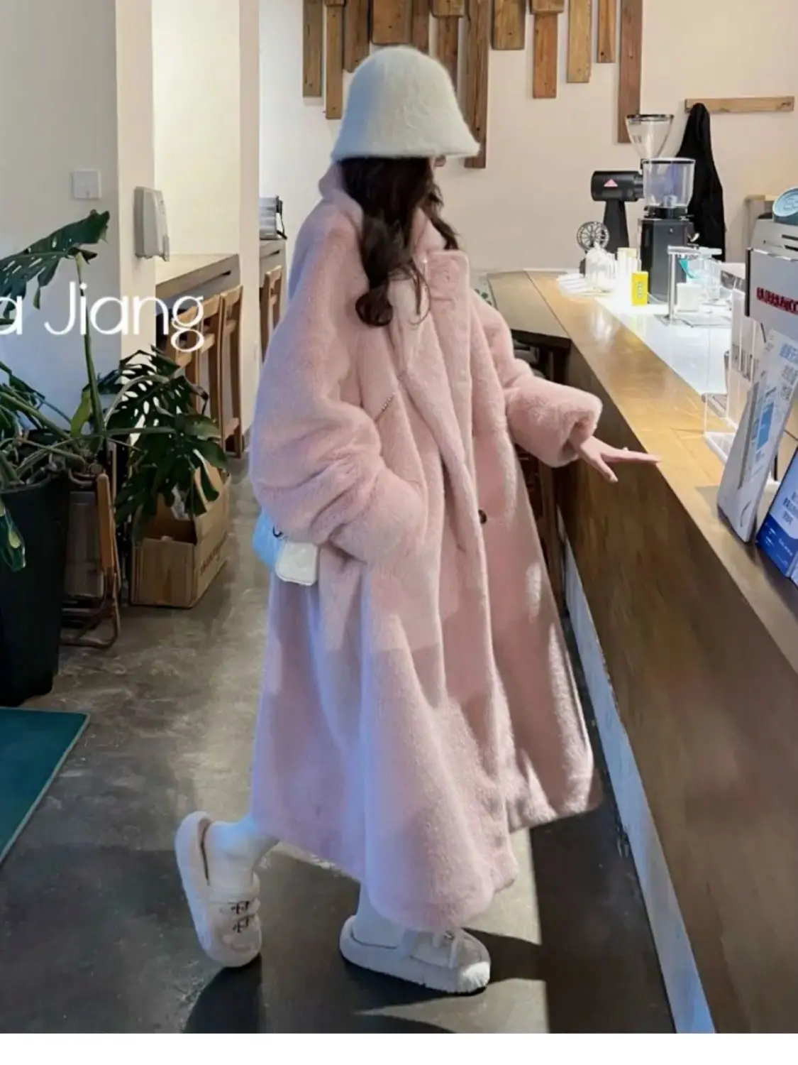 Imitation Fur New Fashion Winter High-grade Lazy Wind Thickened Long Suit Collar Mink Fur Warn Coat