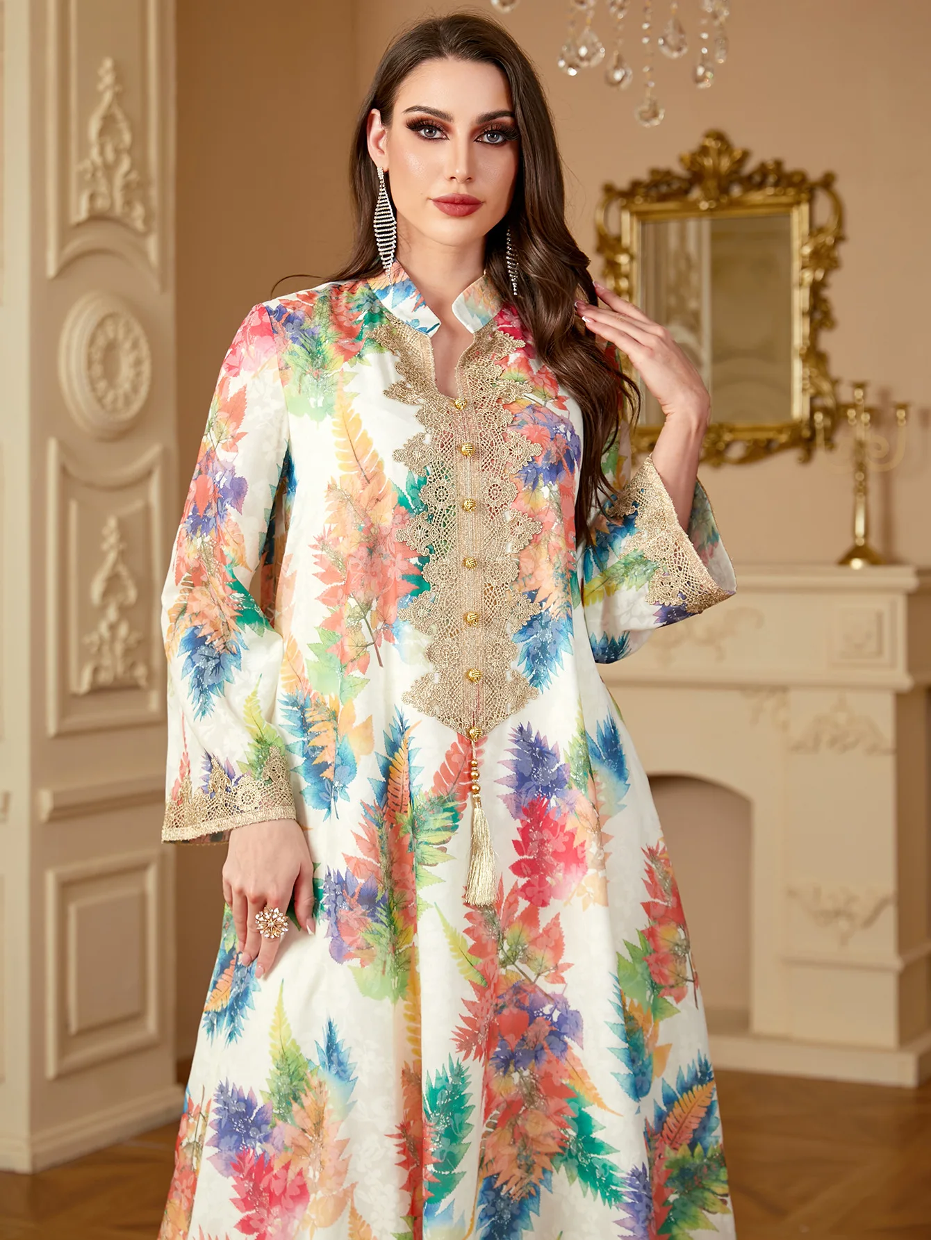 Muslim holiday dress for women Ramadan printed jalabiya long dresses for parties abaya long robe Morocco Dubai caftan Islamic vestidos largos