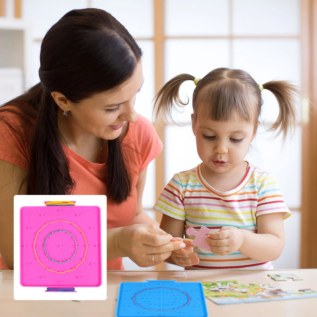 

Peg Board Learning Material Geometric Peg Boards Toys Double-sided Peg Board Plastic Peg Board Toy Kids Early Learning Toys