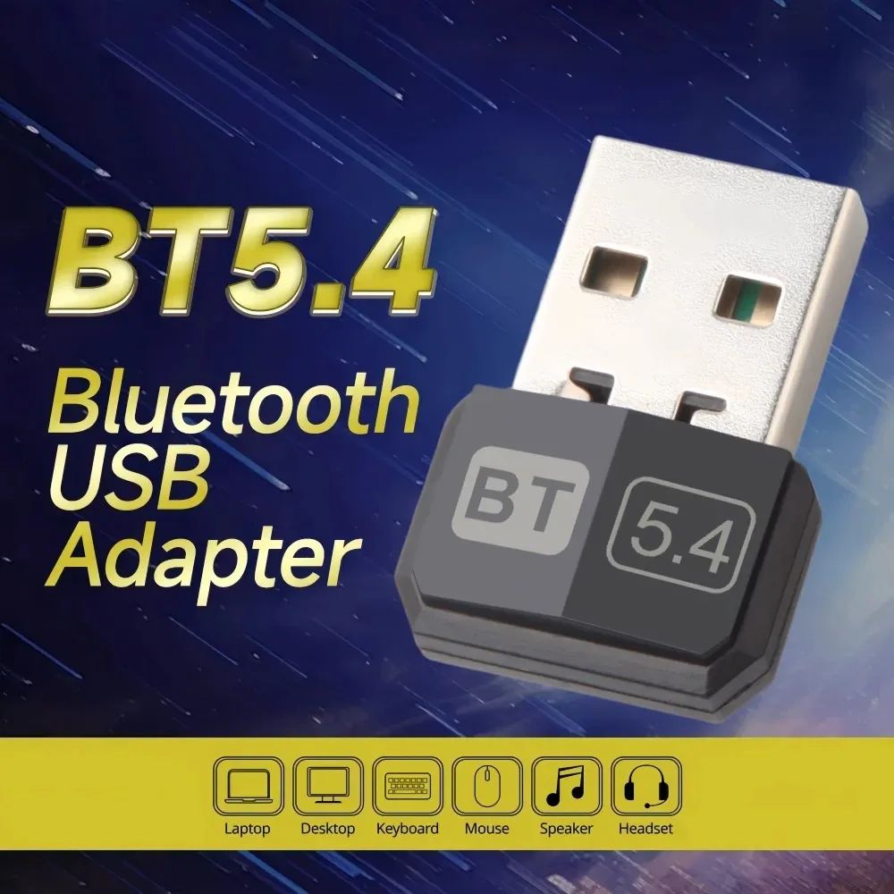 

USB Bluetooth 5.4 Adapter Audio Dongle Adapter Mini USB Wireless Receiver/Transmitter For PC/Laptop Driver Free For Win10/11