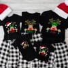 Custom Name Reindeer Matching Christmas Family Shirt Graphic Tees for Family Personalized Holiday Xmas Dad Mom and Me Shirts 1