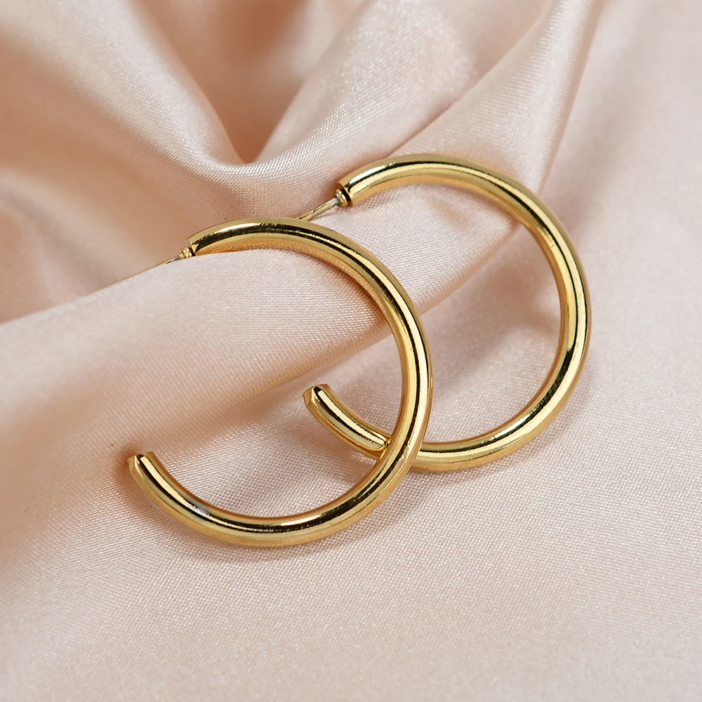 Stainless Steel Gold Hoop Earrings For Women Simple Punk Fashion Gold  Silver Ear Gift Party Jewelry - AliExpress