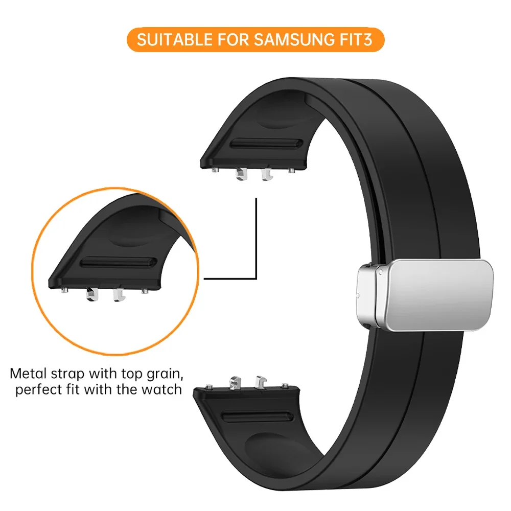 Magnetic Folding Clasp Silicone Sports Band - Adjustable Wristband Replacement Accessory