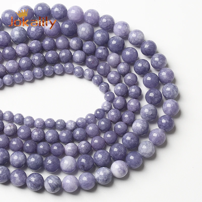 Natural lavender Angelite Stone Beads Purple Jades Round Loose Beads For Jewelry Making DIY Bracelets Necklace 4 6 8 10 12mm 15