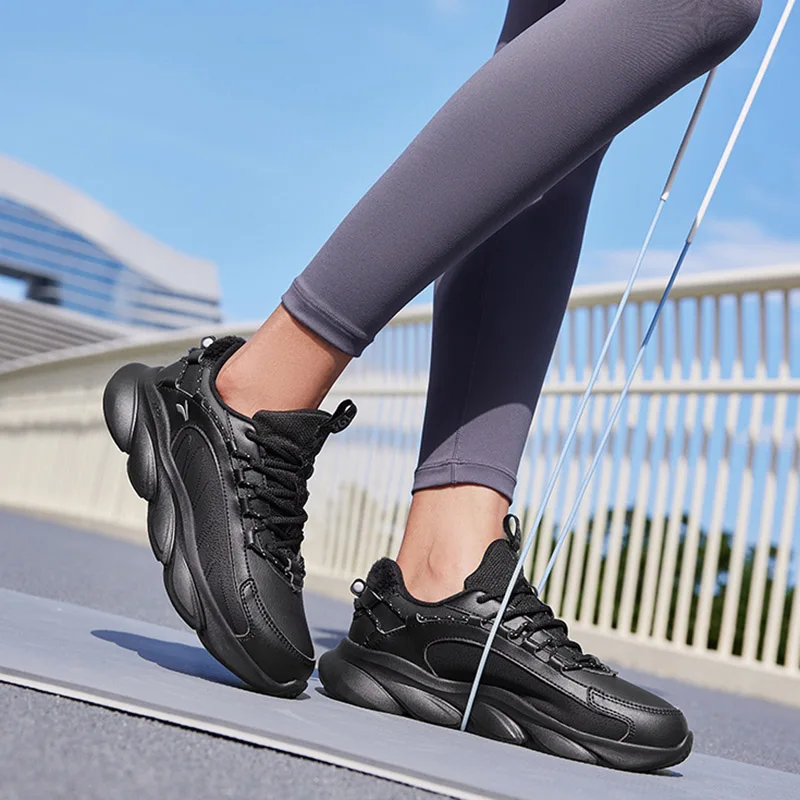 361 Degrees Enchanted Women Running Shoes Leather Anti-Splashing Shock Absorbing Non-Slip Cushioning Female Sneakers 682332211F