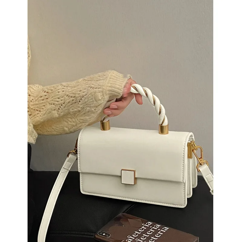 Jenny&Dave Ins Blogger Messenger Bag Female French Fashion Simple Candy Color Retro Twist Shoulder Handbag Small Square Bag