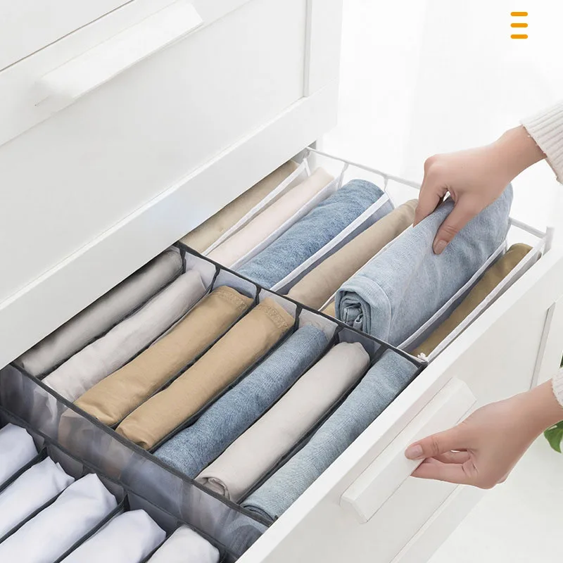 Description Picture 6 of itemhome Clothes Jeans storage boxes mesh net bag Closet Organizer Foldable Underwear baby cloth sock Pants Dividers Drawer Wardrobe