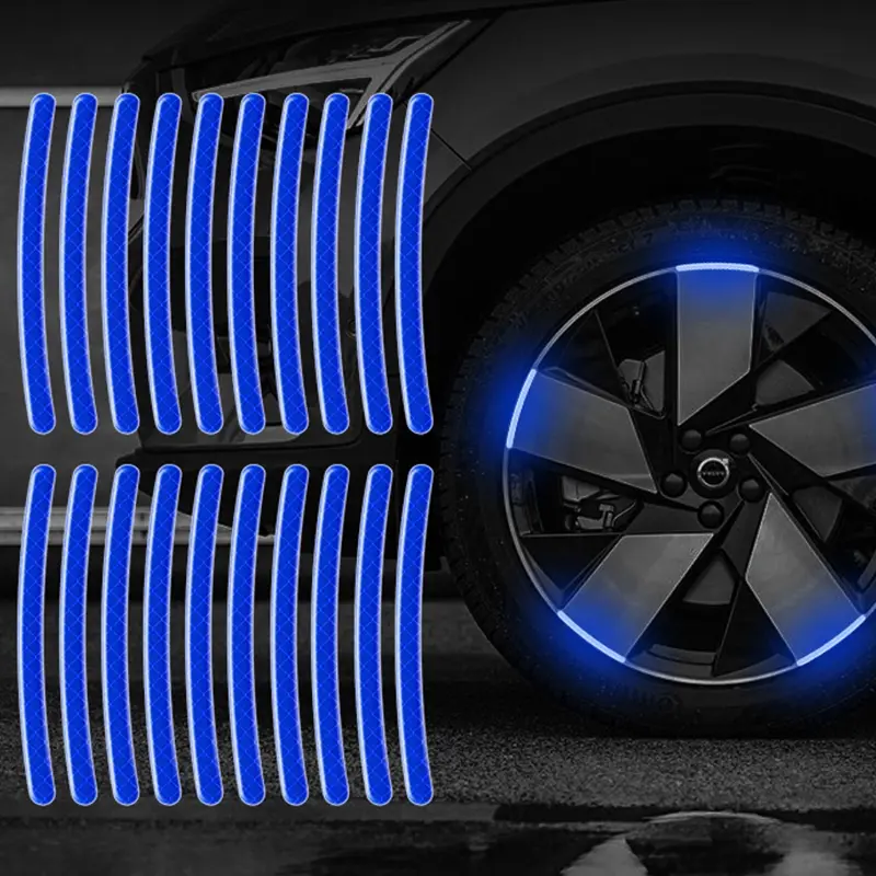 20pcs Car Wheel Hub Reflective Sticker Tire Rim Reflective Strips Luminous for Night Driving Car Bike Motorcycle Wheel Sticker - Image 8