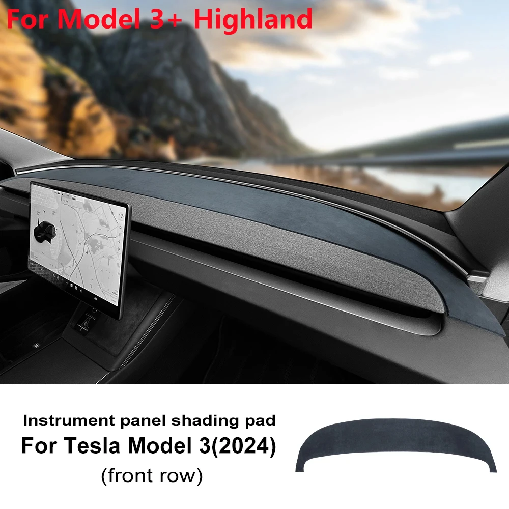 

Топ, фланелевый чехол для приборной панели Tesla Model 3 Highland 2024, защита от солнца, защита от УФ-лучей, нескользящий коврик для приборной панели