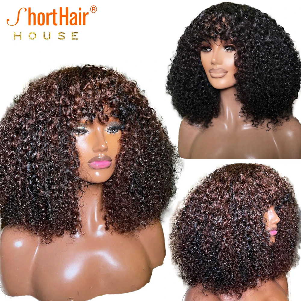 Pixie Cut Wigs Human Hair Highlight Brown Blonde 4x4 5x5 Lace Closure Wigs Human Hair Short Bob With Bangs Wear&Go Glueless