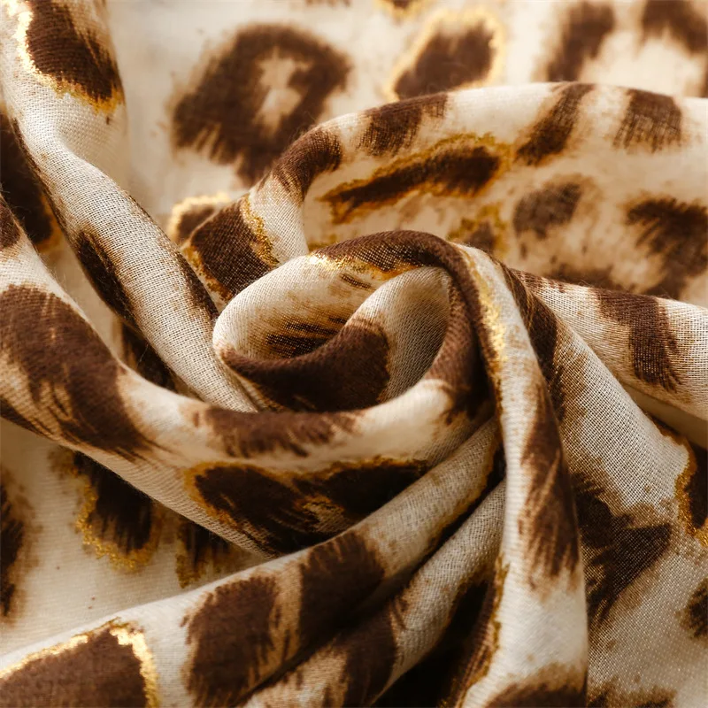 2024 Fashion Women Leopard Floral Fringe Viscose Shawl Scarf Print Soft Lady High Quality Pashmina Stole Muslim Hijab 180*90Cm 4