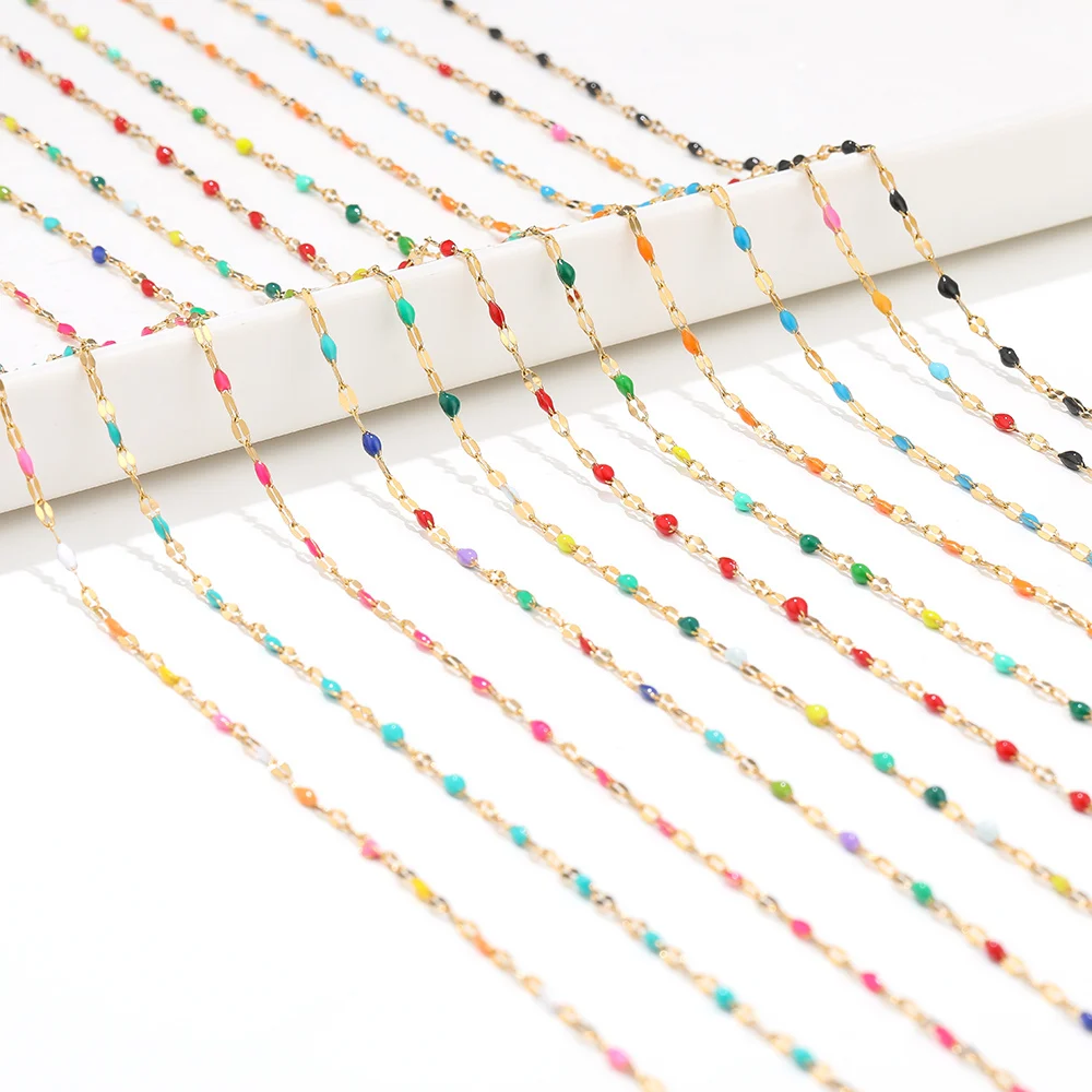 2 Meter Edelstahl Lippenkette Schmuckherstellung Bunte Emailleketten für DIY Armband Halskette Schmuckketten Erkenntnisse Bulk