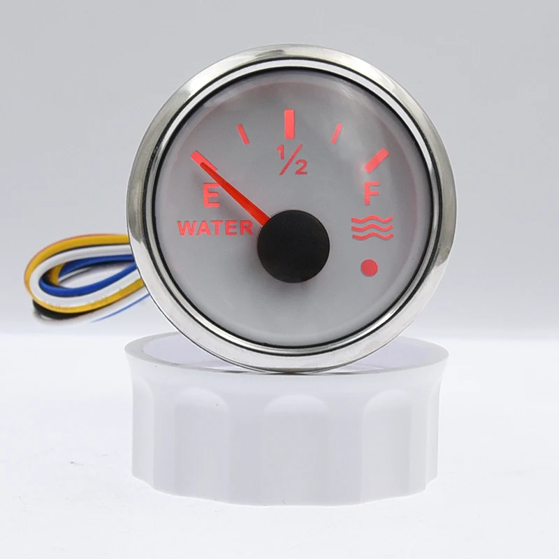 52MM Fuel Level Gauge Water Level Gauge 0-190/240-33OHM With Red Backlight & Alarm For Marine Car RV Camper Yacht 12V/24V