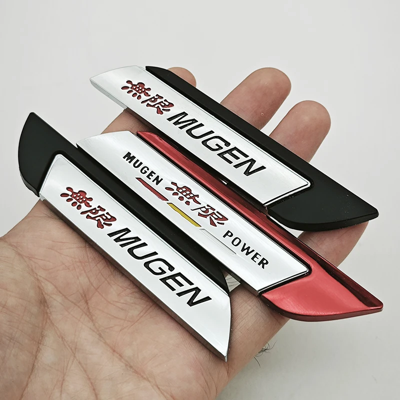 2개입 3D 메탈 자동차 스티커 양면 펜더 로고 무겐 리어 트렁크 엠블럼 데칼 자동차 액세서리