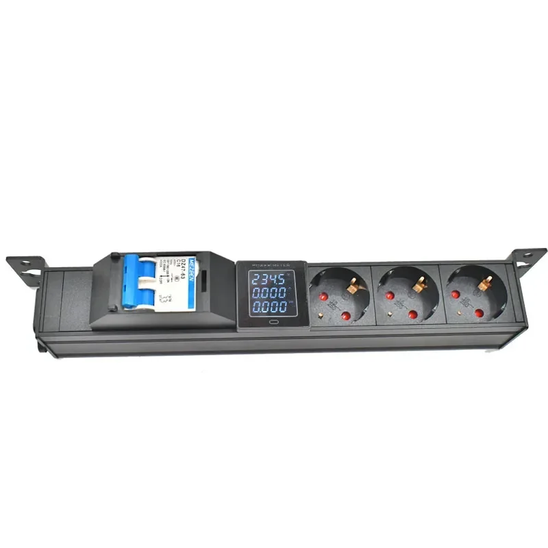 

Aluminium alloy PDU power strip Shadow storage socket C14 port Power Distribution Unit EU Outlet Socket Digital display ammeter