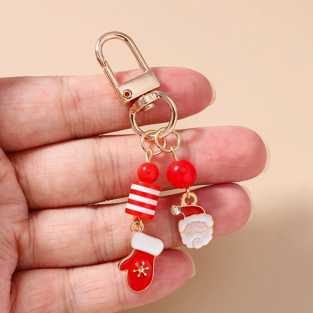 Aihua Frohes Neues Jahr Weihnachtsbaum Hirsch Weihnachtsmann Schneemann Schlüsselanhänger für Frauen Mädchen DIY Schlüsselringe Schmuck Geschenke – Detail 13